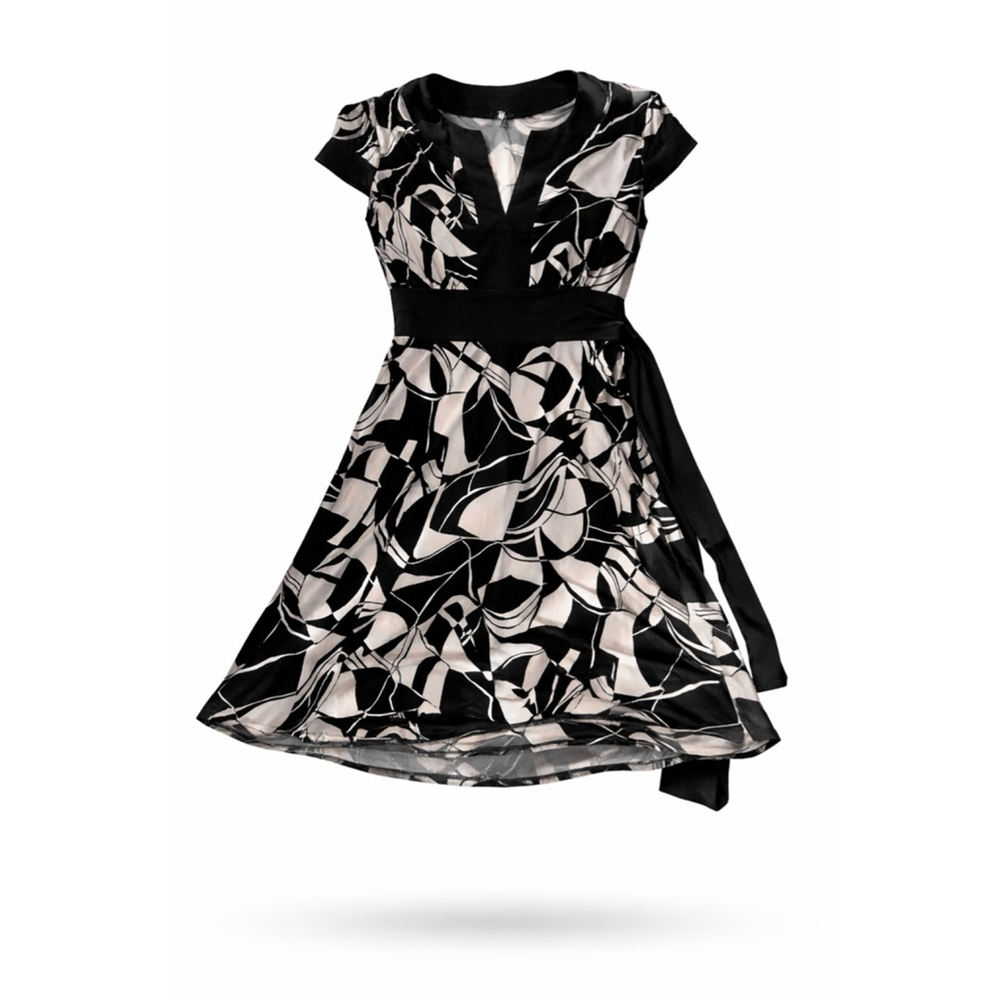 Women's AB STUDIO Black & White Abstract Print Dress XL
127